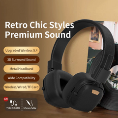 M11 Retro Wireless Headset BT-11 Marshall Style – Bluetooth 5.3 Over-Ear Headphones with Deep Bass & Long Battery Life
