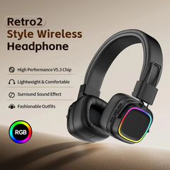 American Retro Style BT Wireless Headset – Marshall Style Bluetooth Headphones with Deep Bass, Over-Ear Comfort & Long Battery Life