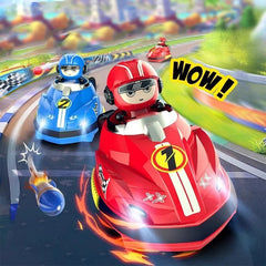 RC Super Battle Bumper Cars – Crash Bounce Toy with Pop-up Doll & LED Lights