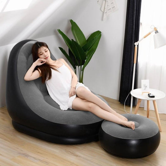 Inflatable Air Sofa Chair with Footstool – Best Portable Recliner for Home & Outdoors