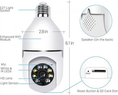 Wireless 3MP E27 Bulb Surveillance Camera – AI Human Detection, Full-Color Night Vision, 4× Zoom