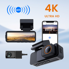 K9 4K Front & Rear Dash Cam – 12″ Touch Screen, GPS, Wi‑Fi, Night Vision