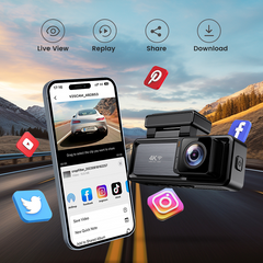 K9 4K Front & Rear Dash Cam – 12″ Touch Screen, GPS, Wi‑Fi, Night Vision