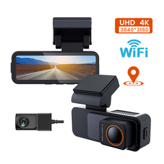 K9 4K Front & Rear Dash Cam – 12″ Touch Screen, GPS, Wi‑Fi, Night Vision