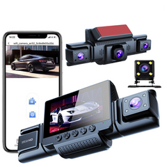 XC401 4‑Lens Wi‑Fi Dash Cam – Front, Rear & Side 1080p Cameras, Night Vision, Parking Mode