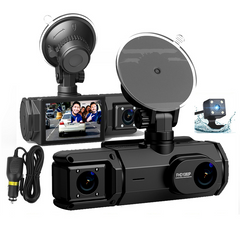 S2 Ultra 3‑Lens Dash Cam – Full HD Front, Rear & Cabin Coverage with Night Vision & Wi‑Fi