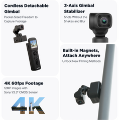 Pocket 3 Action Camera – 4K60 Stabilized Wireless Gimbal with Magnetic Mount