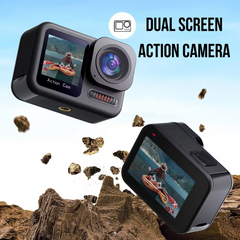 Waterproof 4K Action Camera – Dual IPS Screens, 48MP Stills, 3.5 m Dive Case