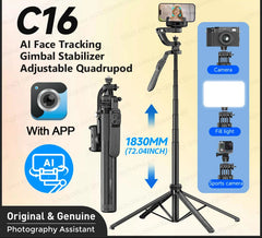 2025 Smart Gimbal C16 – 3-Axis Stabilizer with AI Tracking & Foldable Tripod Design